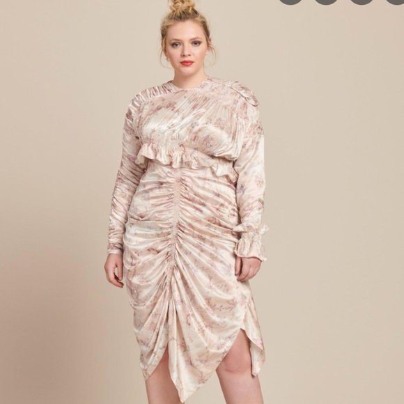 NWT Preen By Thornton Bregazzi | Dakota Satin Ruched Pink Floral Dress XXL - Picture 1 of 6